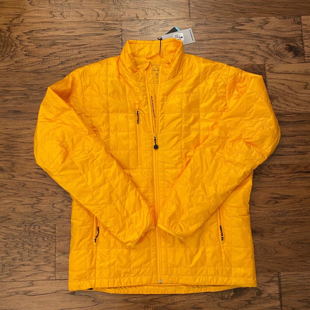 Sun Mountain Windwear Quilted Jacket Mens Large Yellow Full Zip Puffer L